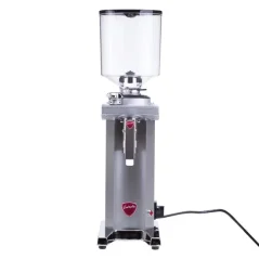 Universal-Kaffeemühle Eureka Drogheria 85 in Silberfarbe mit Kunststoffelementen.