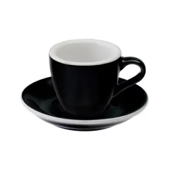Schwarze Porzellantasse für Espresso mit Untertasse Egg, 80 ml, aus hochwertigem Porzellan hergestellt.