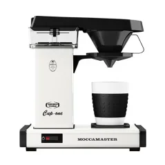 Kaffeemaschine Moccamaster Cup One von Technivorm in Weiß mit Edelstahlmaterial.