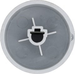 Bedéngungsknäppchen New Tech Indesit Ø 37 mm, vu hannen gesinn mam Befestegungskräiz an dem grave Bannenraum.