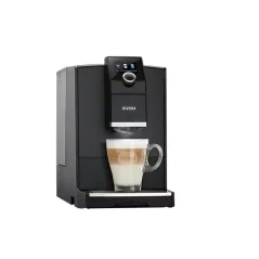 Musta automaattinen kahvinkeitin, jossa caffe latté Nivona NICR 790