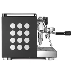 Háztartási karos kávéfőző Rocket Espresso Appartamento fekete-fehér kivitelben, amerikai kávé elkészítésére alkalmas.