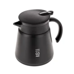 Termo jarra de acero inoxidable negra Hario Insulated Server V60-03 con capacidad de 800 ml, ideal para mantener su café caliente.
