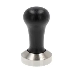 Ručný tamper na kávu Motta Pressino 51 mm v čiernej farbe s drevenou rukoväťou.