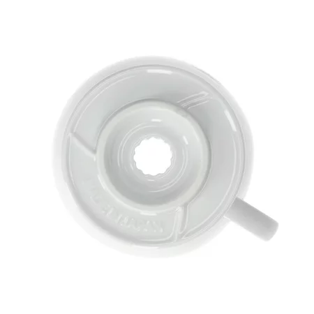 Weißer Hario W60-02 Kaffeebereiter, ideal für die Zubereitung von Filterkaffee.