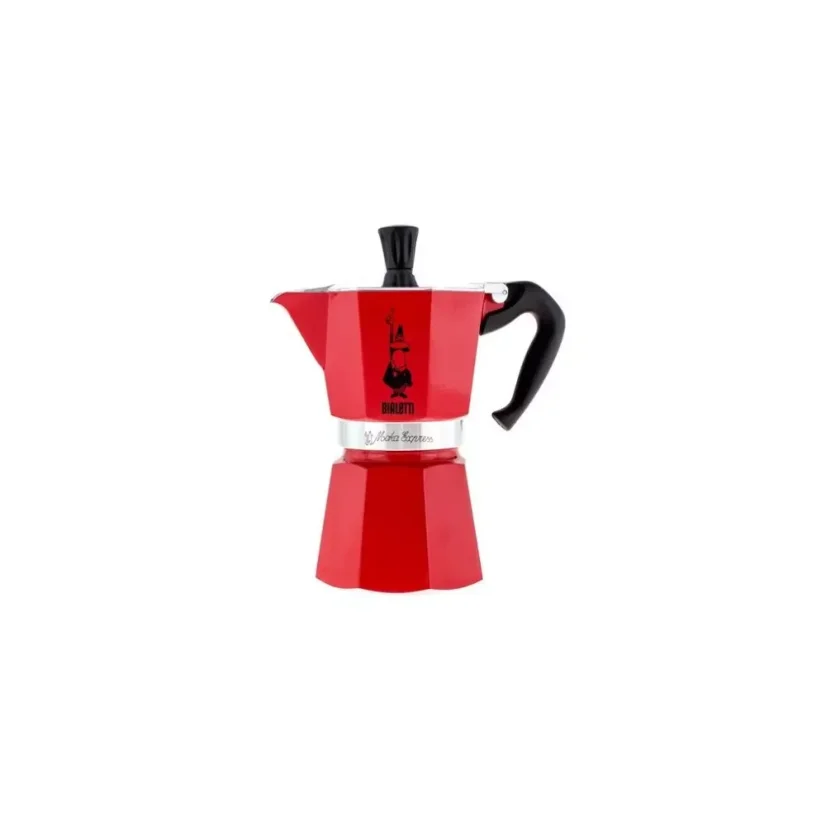 Cafetière Bialetti Moka Express pour 6 tasses en rouge.