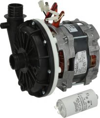 Elektresch Pompel LGB, e schwaarze Plastikkierper mat engem Metallmotor an engem Kondensator.