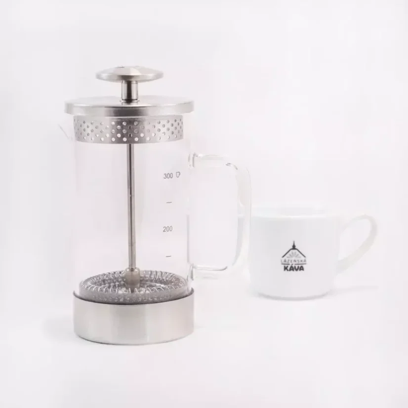 Prensa francesa Barista & Co Core de 350 ml de capacidad en color plata, ideal para preparar hasta 3 tazas de café.
