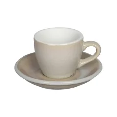 Espresso Tass mat Ënnerdaascher Loveramics Egg an Elfenbeefaarf, aus Porzellan gemaach, mat engem Inhalt vu 80 ml.