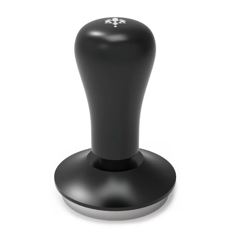 Flat tamper with pressure regulation. Diameter 58.35 mm in black finish.
