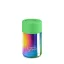 Ceramic thermal mug with a rainbow body and green lid, with a capacity of 295 ml.