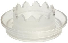 Duerchsiichtegen Plastik-Zahnrank a Krounform mat Innenzänn. Duerchsiichtegen Plastik-Zahnrank a Krounform mat Innenzänn.