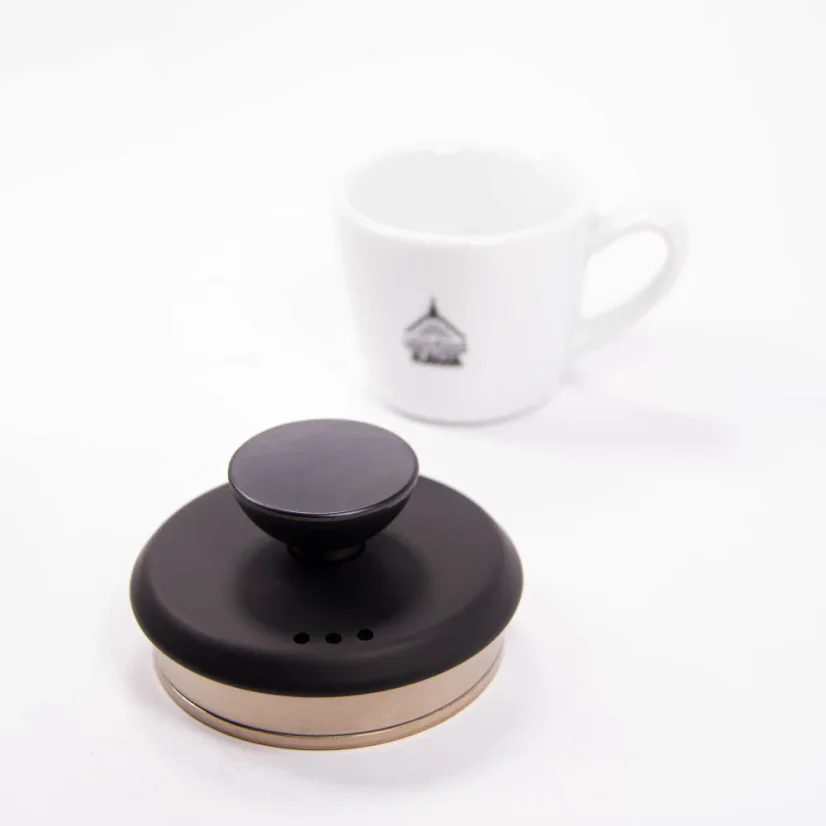 Black Hario Buino kettle with a 1.2-liter capacity and a goose-neck, made from stainless steel.