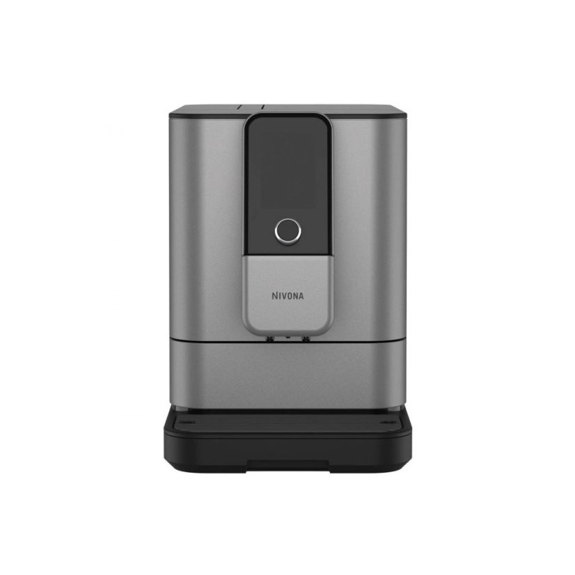The Nivona NIVO 8103 automatic coffee machine in matte black and titanium features convenient automatic cleaning for easy maintenance.