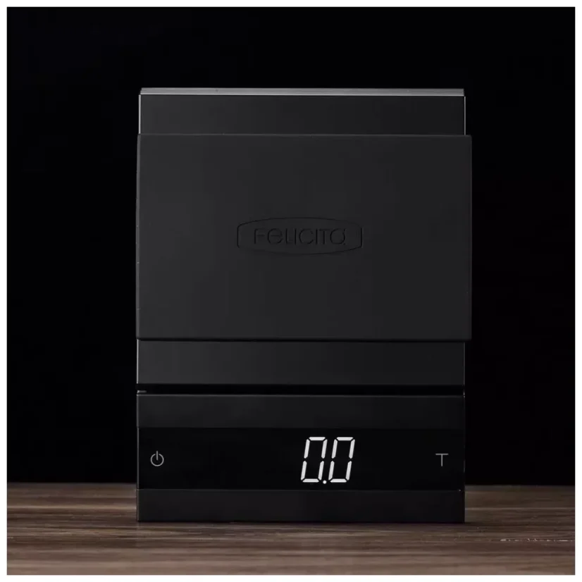 Digital scale for preparing espresso Felicita Parallel Plus black.