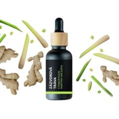 Glasflaske med 10 ml 100% naturlig essentiel olie af citrongræs fra mærket Pestik, ideel til brug i efterårssæsonen.