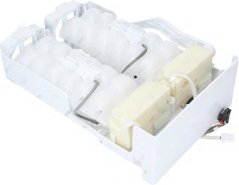 Plastikssatz vum Äisproduzent mat Forme fir Äiswierfelen, engem klengen Motor a Féierungsdréit Plastikssatz vum Äisproduzent mat Forme fir Äiswierfelen, engem klengen Motor a Féierungsdréit