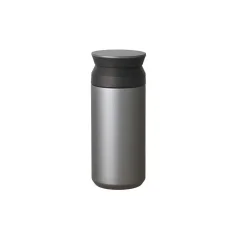 Silver Kinto Travel Tumbler travel mug with a capacity of 350 ml, ideal for car use.