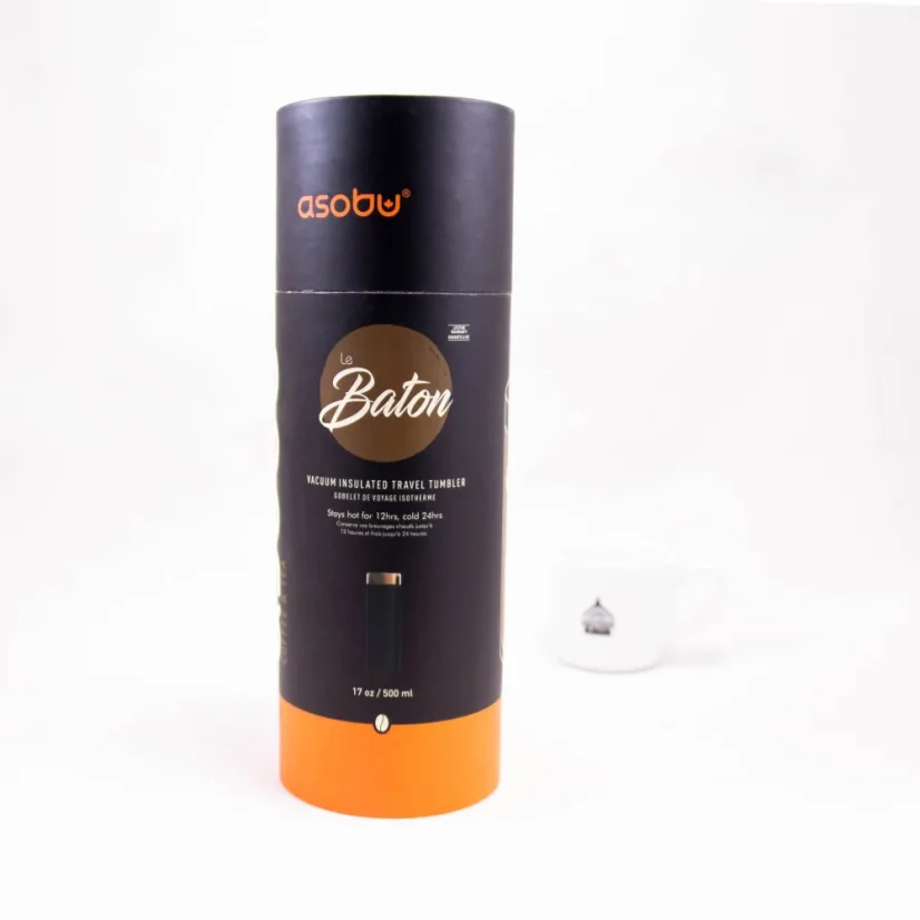 Asobu Le Baton 500 ml in black, perfect for keeping drinks warm while traveling.