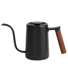 Black electric kettle with wooden handle by Timemore Fish Youth, capacity 0.7 liters