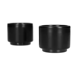 Two black Fellow Monty espresso cups with a capacity of 90 ml, perfect for ristretto lovers.