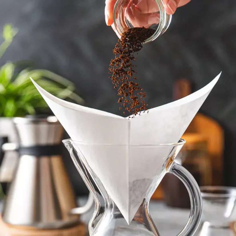 Fehér papír szűrő a glass Chemex-ben
