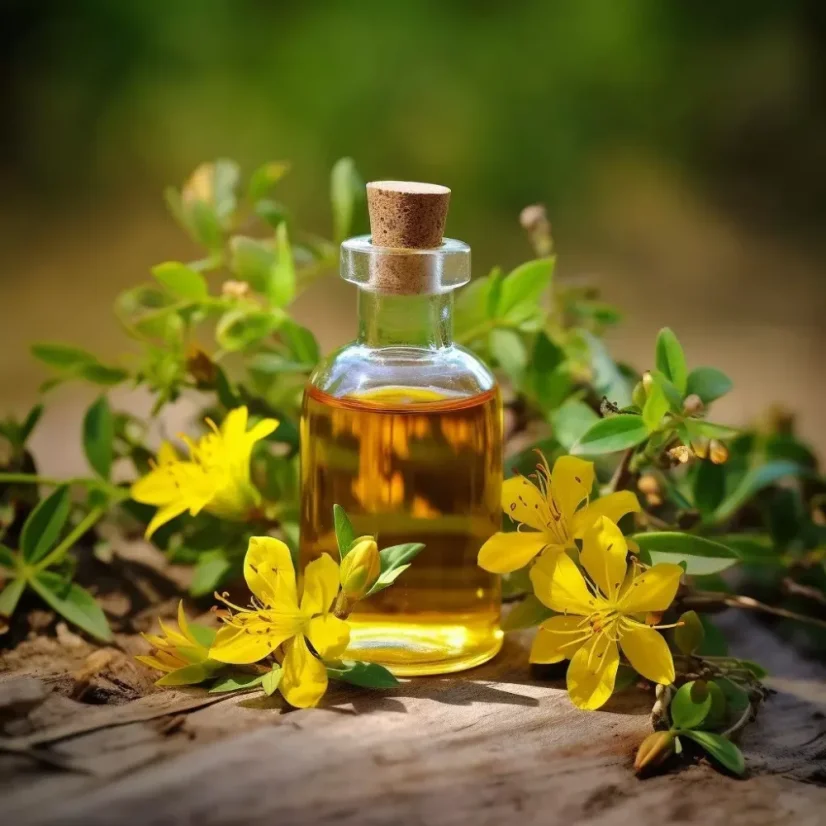 Essential oil of St John's Wort, 10 ml, with a floral fragrance, 100% natural.