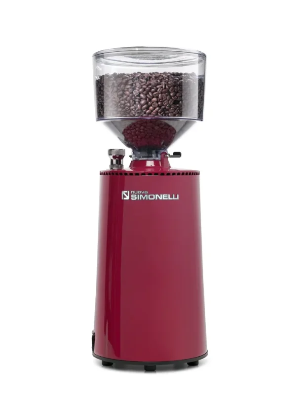 Espresso coffee grinder MDXS CORE in red color with a speed of 900 RPM.