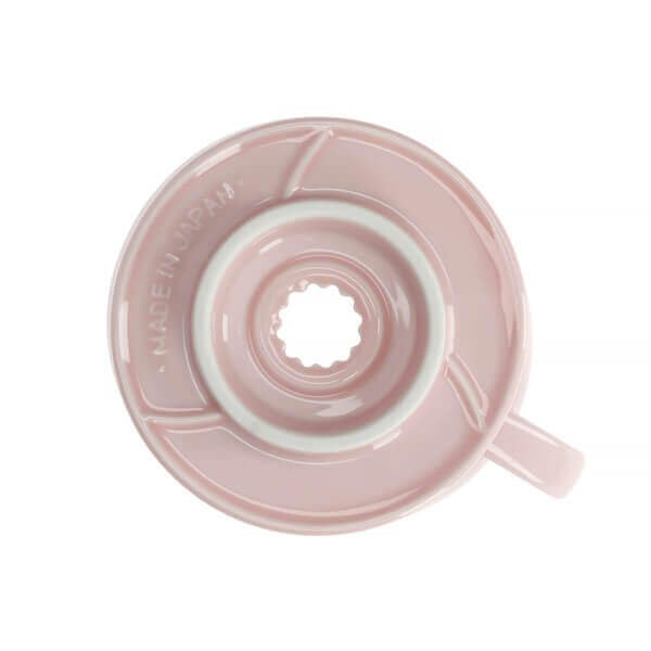 Hario V60-02 dripper base in pink.