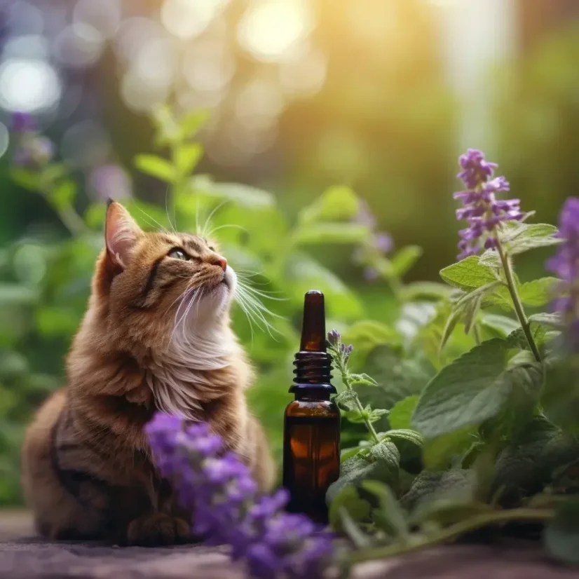 Essential oil Catnip, 100% natural, with a floral scent in a 10 ml bottle.