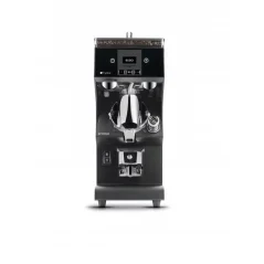 Espresso grinder in black finish with grind size adjustment feature. Espresso grinder in black finish with grind size adjustment feature.