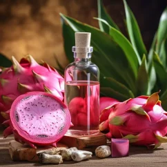 Lahvička esenciálneho oleja Dračí ovocie s objemom 10 ml, určená na starostlivosť o pleť.