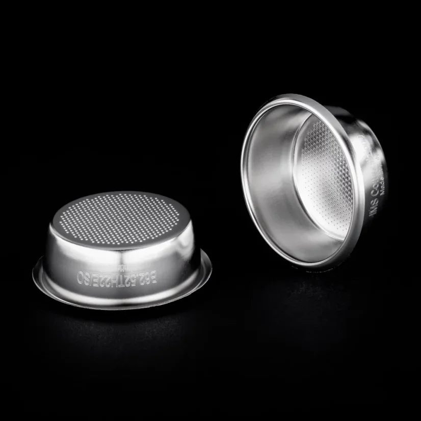 IMS silver basket, 2 pcs, view inside and on the bottom of the basket on a black background