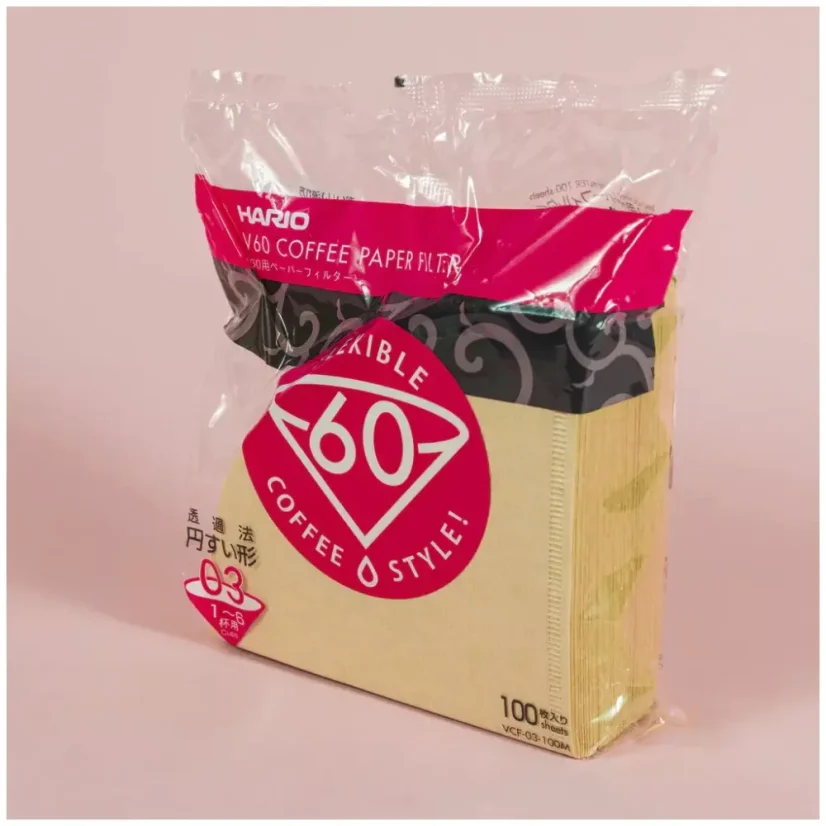 Hario V60-03 papírové filtry nebělené VCF-03-100M 100 ks