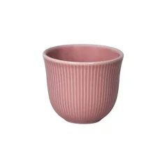 Porcelain mug by Loveramics Brewers in powder pink, with a capacity of 150 ml, decorated with a relief pattern.