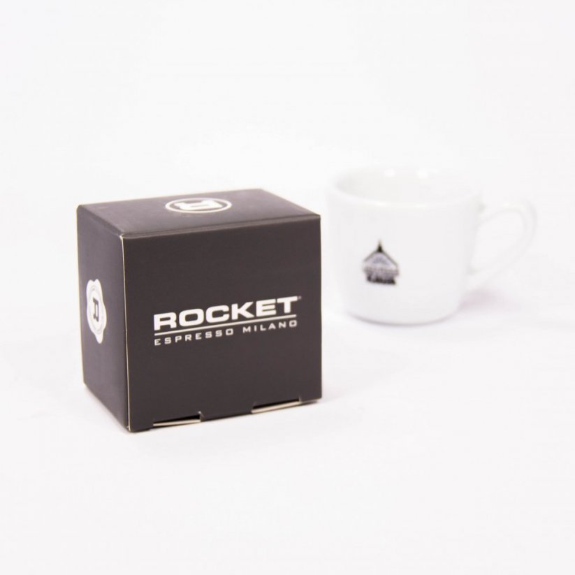 Distributore Rocket Espresso e tamper 58mm argento con confezione.