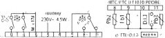 Uschloossschema vun de Klemmen fir d'Versuergung an d'Sensoren vum Reegler.