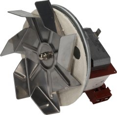 Motor mat Ventilator 45W 220V 50/60Hz, Elektromotor mat engem Metallflillekrad fir den Uewen. Motor mat Ventilator 45W 220V 50/60Hz, Elektromotor mat engem Metallflillekrad fir den Uewen.