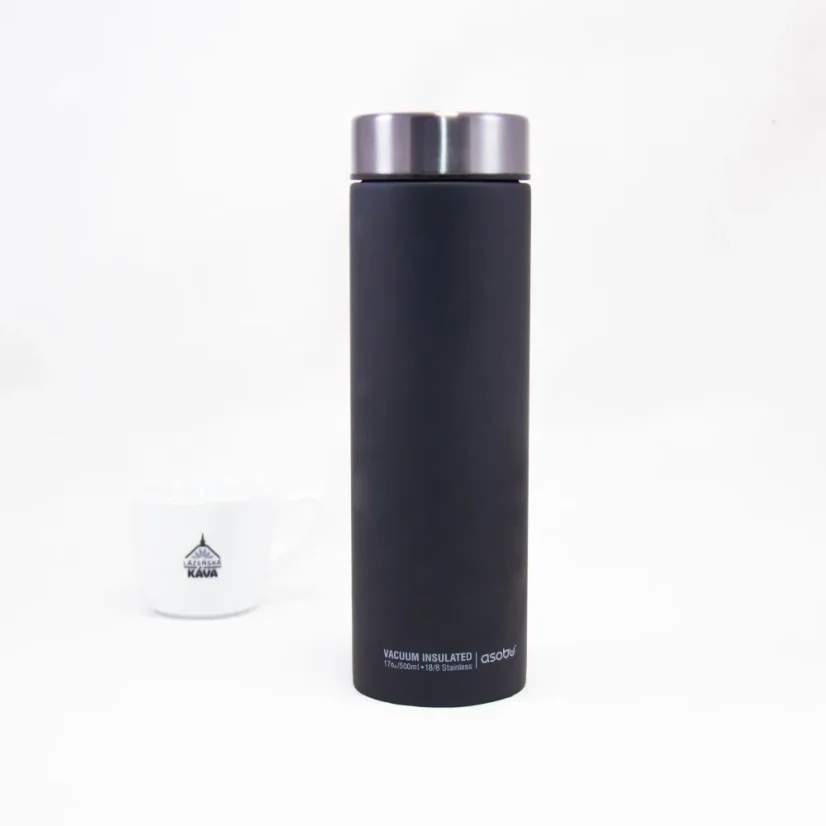 Asobu Le Baton 500 ml gray thermal mug with double-wall insulation, perfect for maintaining beverage temperature.