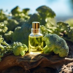 Frasco de vidro com óleo essencial 100% natural de brócolis da marca Pěstík, volume de 10 ml.