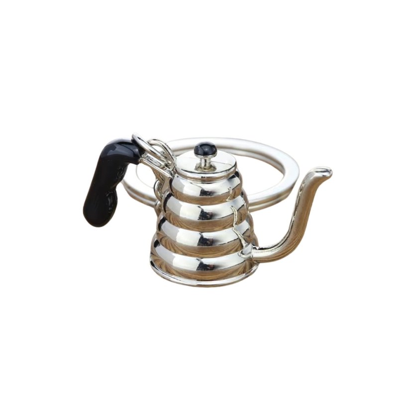 Porte-clé en argent en forme de cafetière Coffea est un excellent cadeau pour les amateurs de café, ajoutant une touche d'élégance à chaque clé.