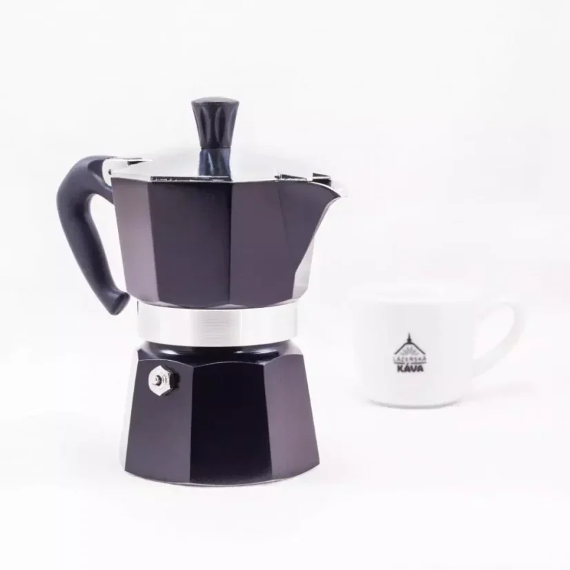 Cafetière moka noire Bialetti Moka Express d'une contenance de 130 ml pour préparer 3 tasses de café.