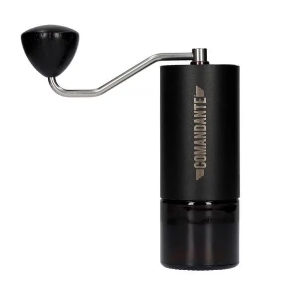 Ručný mlynček na kávu Comandante C40 MK4 Nitro Blade Black, ideálny na prípravu espressa.