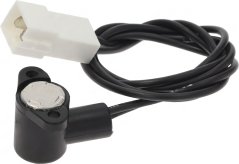 Sécherheets Thermostat 65°C, schwaarzt mat ronnem Metallfüller, wäissem Konnektor an engem laangen Kabel Sécherheets Thermostat 65°C, schwaarzt mat ronnem Metallfüller, wäissem Konnektor an engem laangen Kabel