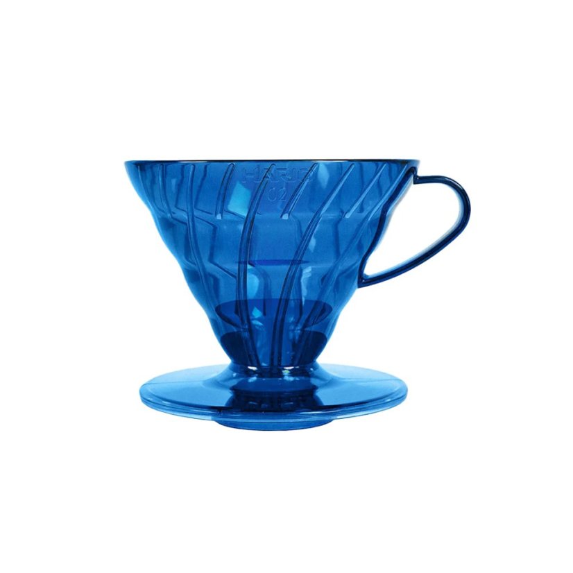 Presseur en plastique bleu pour préparer 2 à 4 tasses de café.