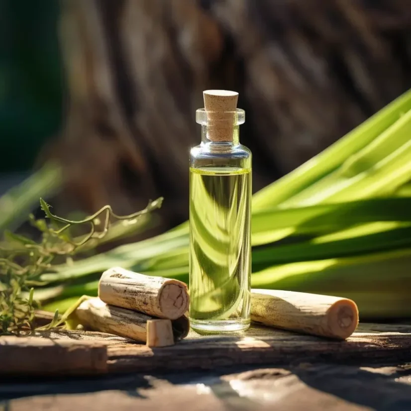 Flacon en verre de 10 ml d'huile essentielle de Calamus 100 % naturelle, idéal pour une utilisation en hiver.