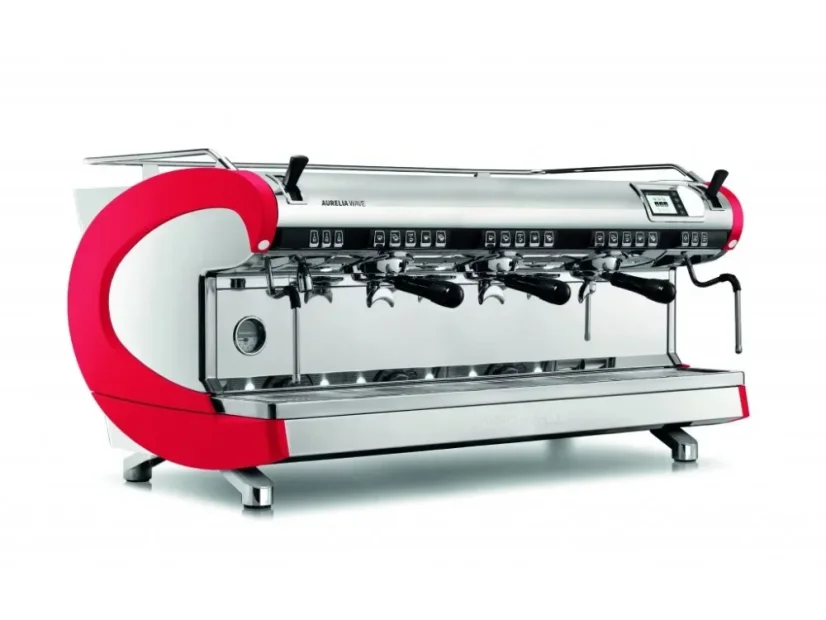 Červený profesionálny kávovar Nuova Simonelli Aurelia Wave UX.