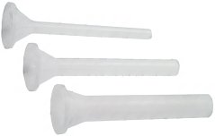 Dräi Plastik-Opsätz fir de Wurschtfëller mat ënnerschiddleche Duerchmiesser ø 14-21-29 mm.