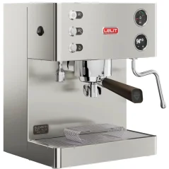Kompakti kotikahvain Lelit Elizabeth PL92T, jossa on mahdollisuus säätää veden määrää yksilöllisen kahvin valmistusta varten.