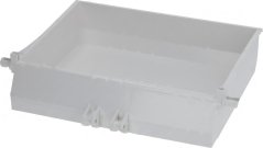 Dranne 245x180 mm, wäiss rechteckeg Plastik-Ofdroppschuel mat Grëffer an engem Ofleedungsstutz um Rand